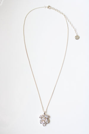 Talbots Sterling Silver Crystal Cluster Pendant Necklace