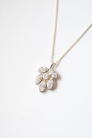 Talbots Sterling Silver Crystal Cluster Pendant Necklace