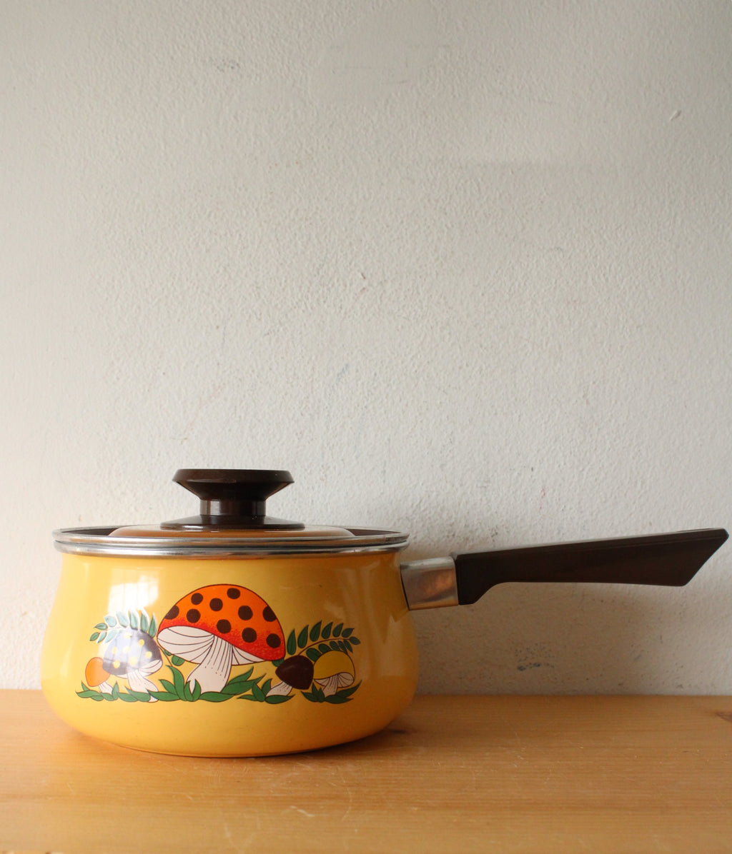 Sears & Roebuck Vintage Merry Mushroom Enamel Saucepan