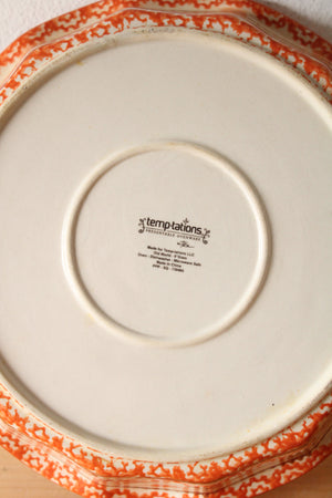 Temptations By Tara Old World Orange Brown Painted Ruffle Edge Deep Dish Pie Casserole 9" Plate