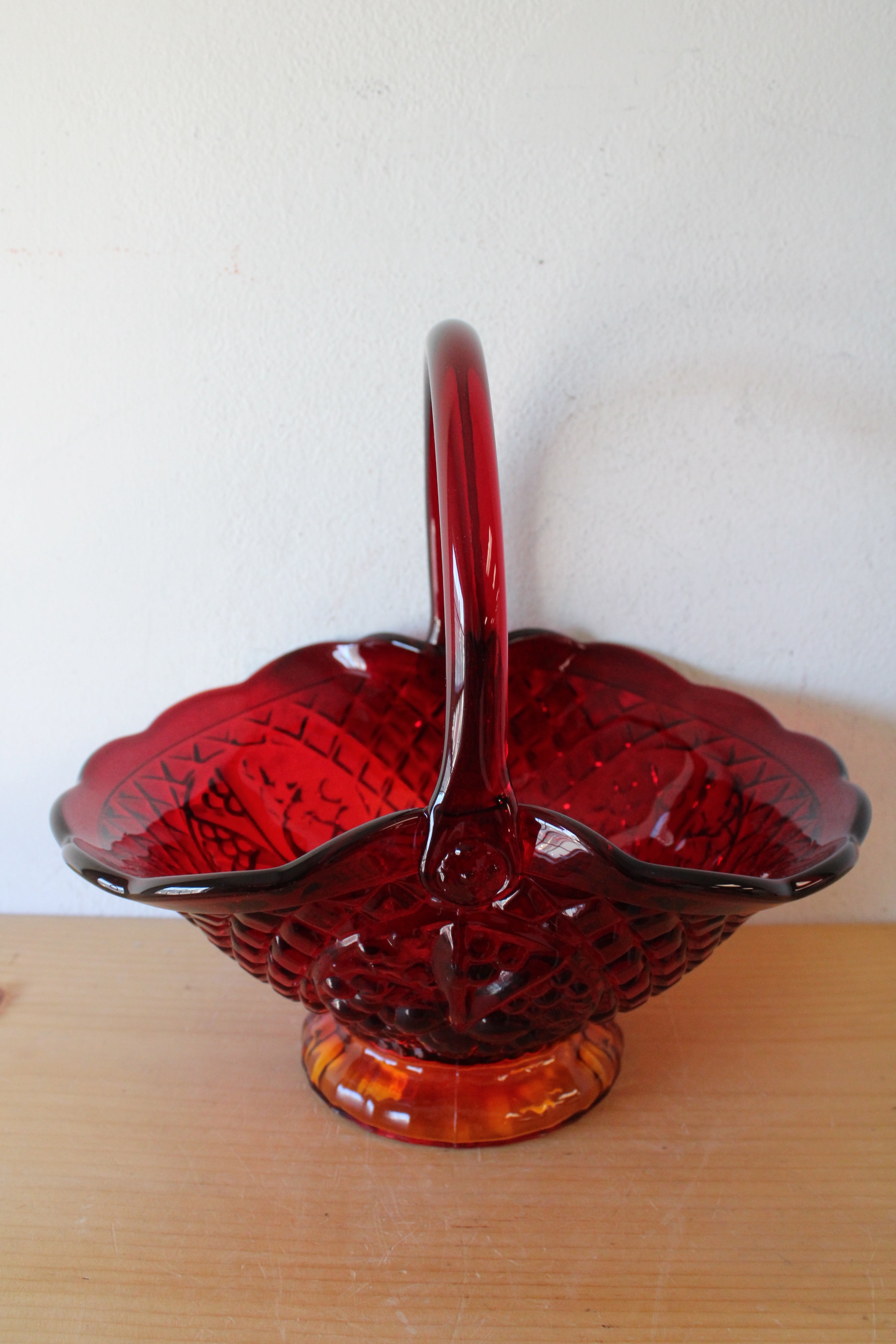 Vintage Indiana deals Glass Amberina Square Glass Basket