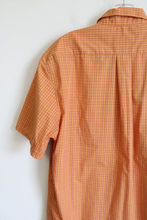 Dockers Exact Orange Plaid Short Sleeved Button Down Shirt | M