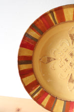 Clay Art Medallion Painted StoneLite Yellow Red Brown Serving Bowl