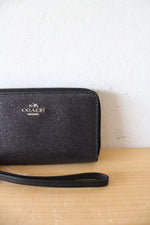 Coach Black Glitter Double Corner Zip Wristlet Wallet