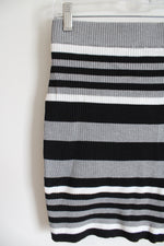 NEW Fashion Nova Gray Black Striped Knit Mini Skirt | L