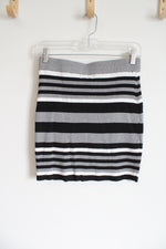 NEW Fashion Nova Gray Black Striped Knit Mini Skirt | L