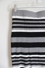 NEW Fashion Nova Gray Black Striped Knit Mini Skirt | L
