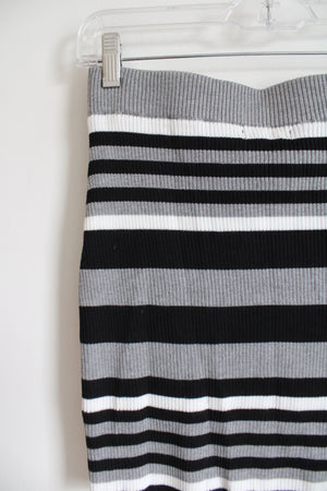 NEW Fashion Nova Gray Black Striped Knit Mini Skirt | L