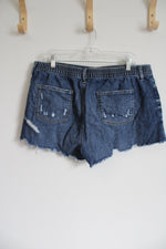Aerie Elastic Waistband Distressed Denim Shorts | XL
