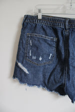 Aerie Elastic Waistband Distressed Denim Shorts | XL