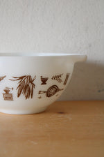 Pyrex Early American 441 1 1/2 Pt. White Brown Painted Ceramic Small Bowl