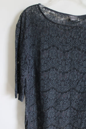 Eddie Bauer Dark Grey Crocheted Blouse | S