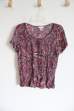 C.J. Banks Pink Black Rayon Blouse | X