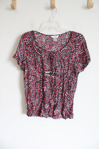 C.J. Banks Pink Black Rayon Blouse | X