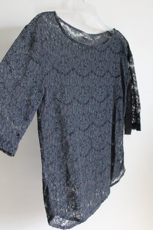 Eddie Bauer Dark Grey Crocheted Blouse | S