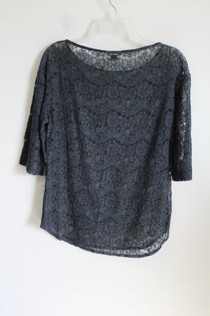 Eddie Bauer Dark Grey Crocheted Blouse | S