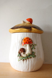 Sears & Roebuck Vintage Merry Mushroom Ceramic Large Cannister Jar