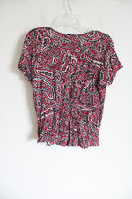 C.J. Banks Pink Black Rayon Blouse | X