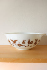 Pyrex Early American Vintage 443 2 1/2 Qt. White Brown Painted Bowl