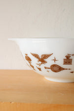 Pyrex Early American Vintage 443 2 1/2 Qt. White Brown Painted Bowl