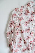 Van Heusen Floral Dotted Pink White Button Down Shirt | XS