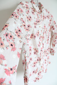 Van Heusen Floral Dotted Pink White Button Down Shirt | XS