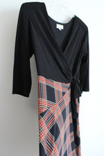 Signature Black & Brown Plaid Wrap Tied Dress | M