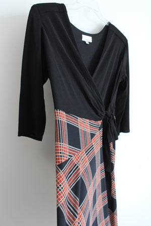 Signature Black & Brown Plaid Wrap Tied Dress | M