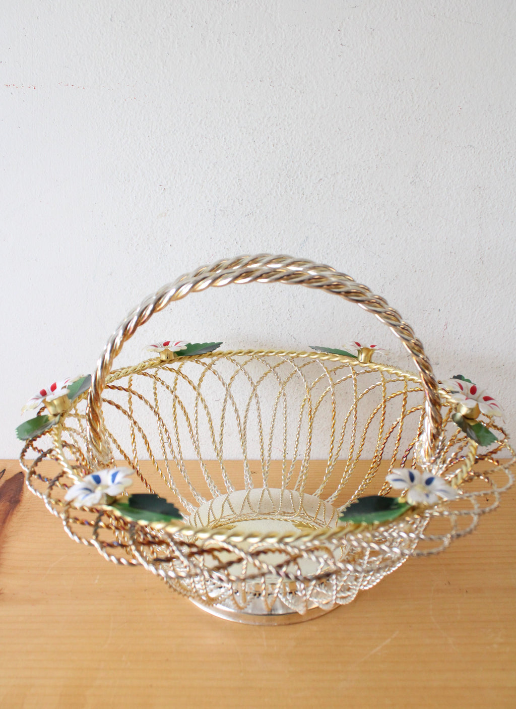 Silver Plated Twisted Wire Floral Basket