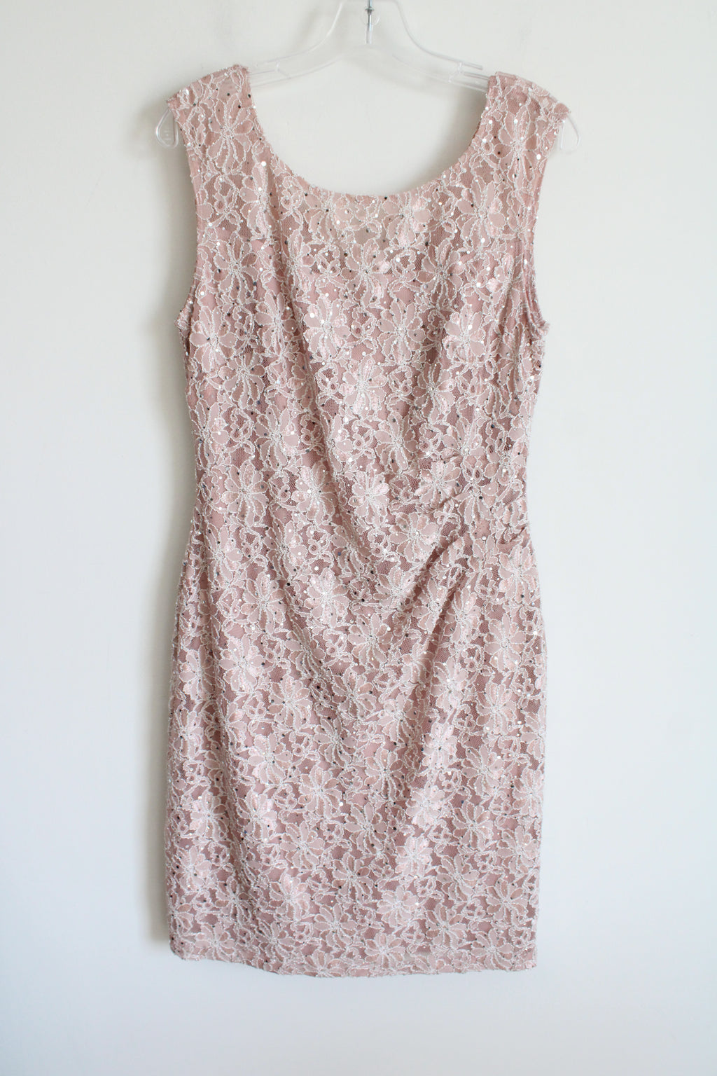 Connected Apparel Pink Lace Sequin Dress | 10