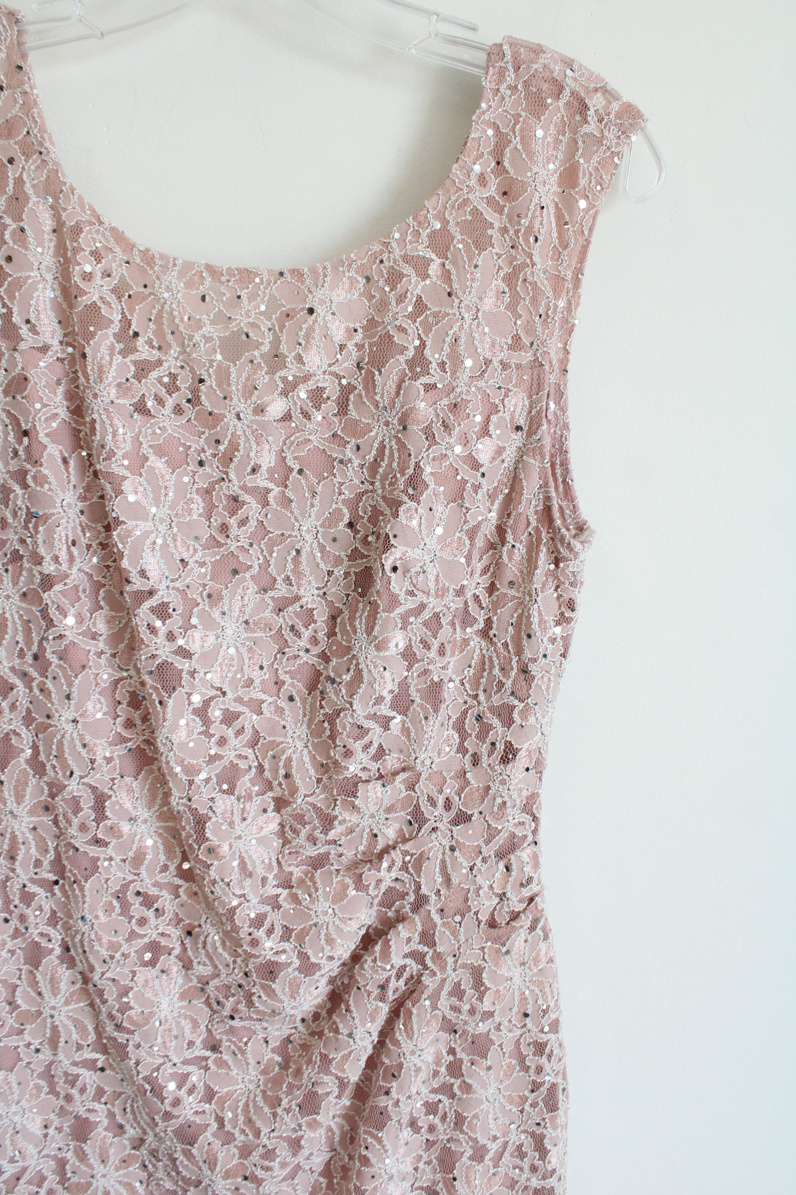 Connected Apparel Pink Lace Sequin Dress | 10