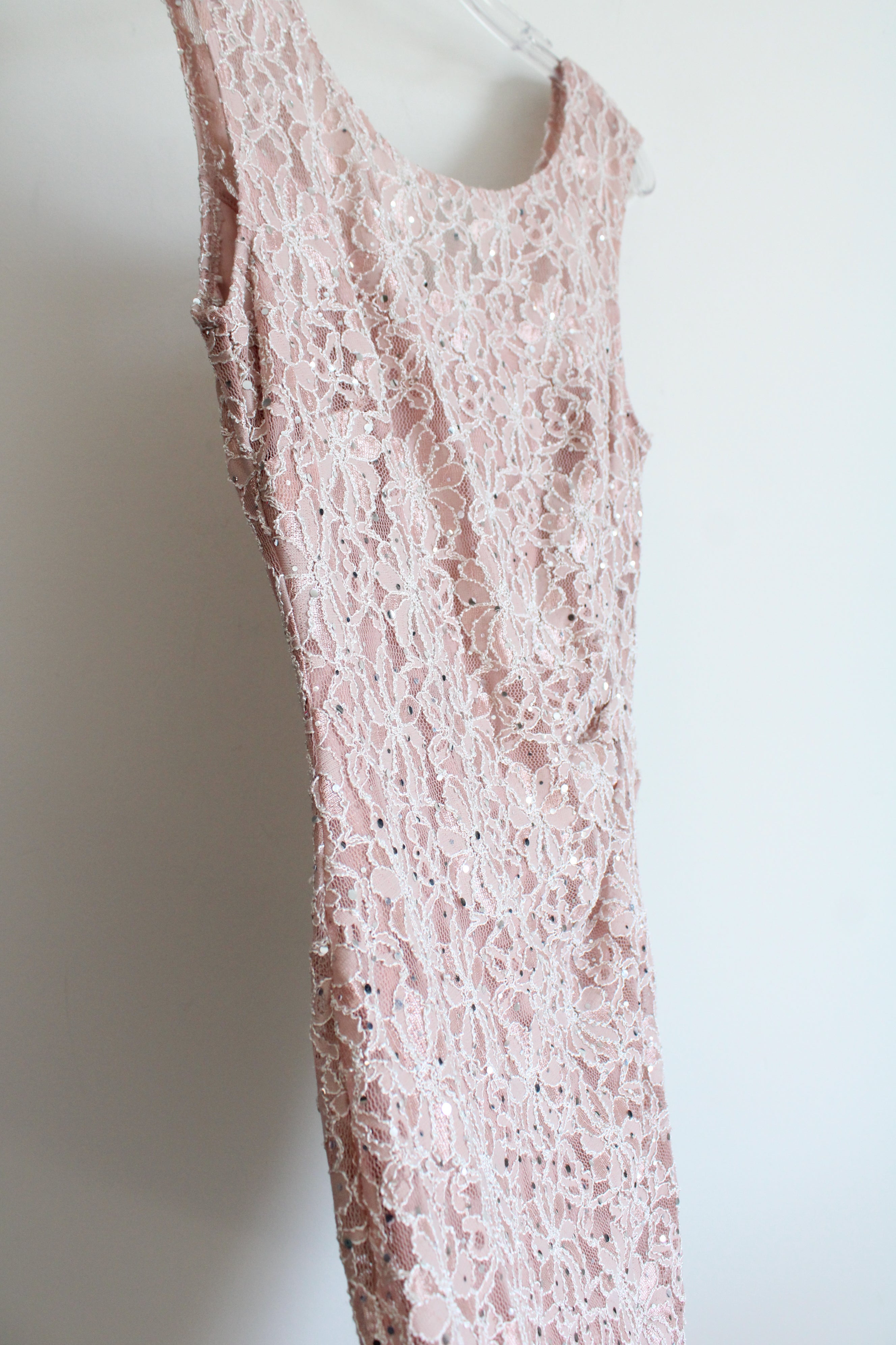 Connected Apparel Pink Lace Sequin Dress | 10