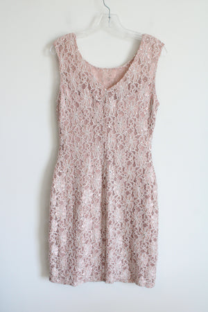 Connected Apparel Pink Lace Sequin Dress | 10