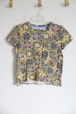 Rafaella Weekend Yellow Blue Studded Top | L