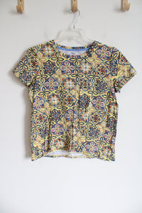 Rafaella Weekend Yellow Blue Studded Top | L