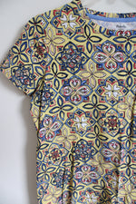 Rafaella Weekend Yellow Blue Studded Top | L
