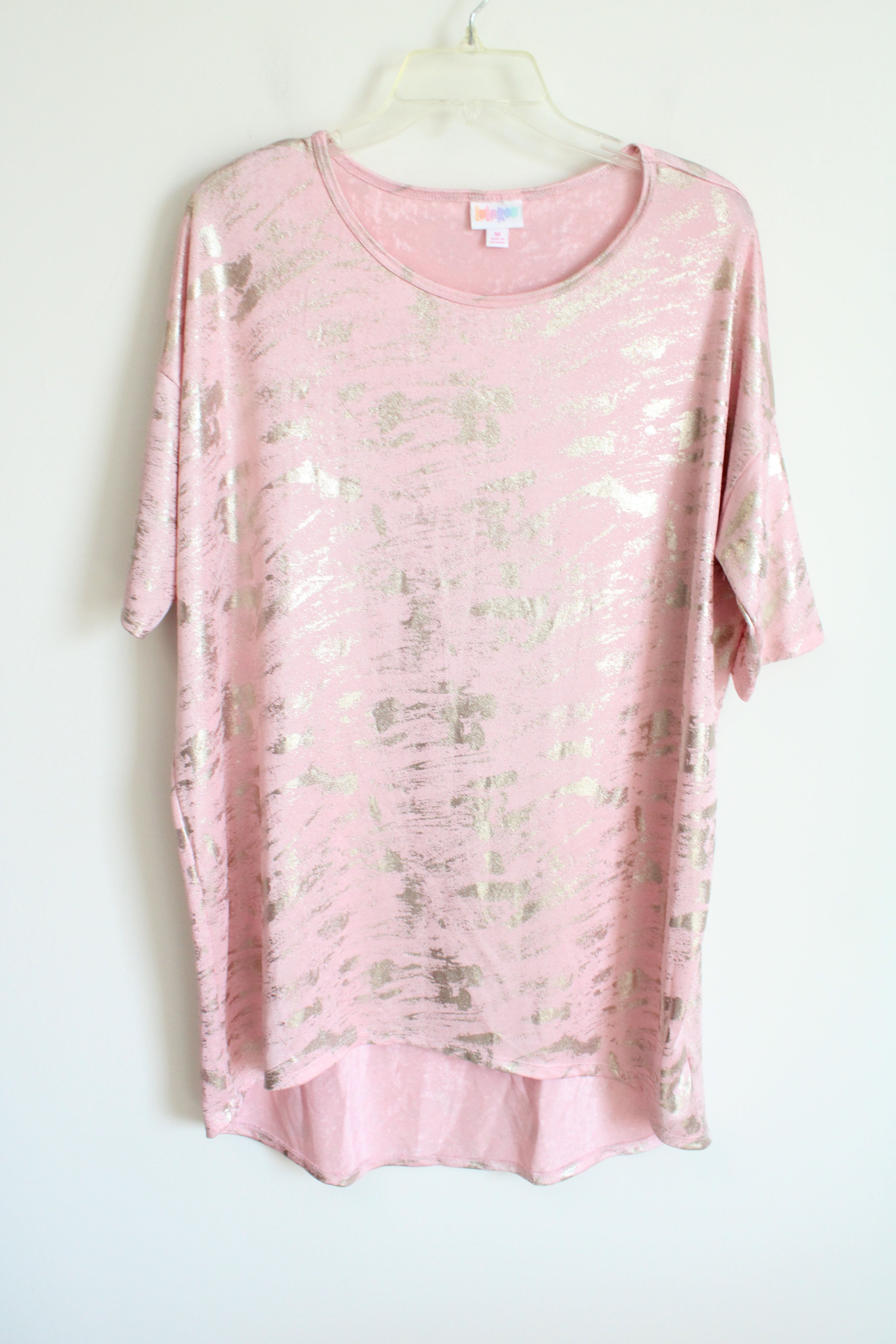 LuLaRoe Pink & Gold Shimmer Top | M