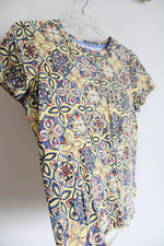 Rafaella Weekend Yellow Blue Studded Top | L