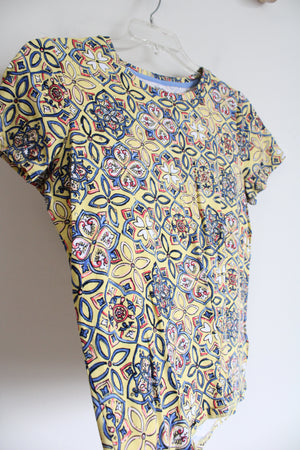 Rafaella Weekend Yellow Blue Studded Top | L