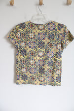 Rafaella Weekend Yellow Blue Studded Top | L