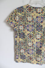 Rafaella Weekend Yellow Blue Studded Top | L