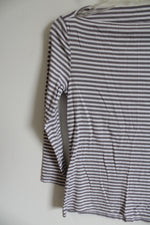 Old Navy Classic Gray White Striped Boatneck Shirt | S