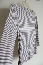 Old Navy Classic Gray White Striped Boatneck Shirt | S