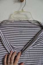 Old Navy Classic Gray White Striped Boatneck Shirt | S