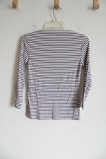 Old Navy Classic Gray White Striped Boatneck Shirt | S