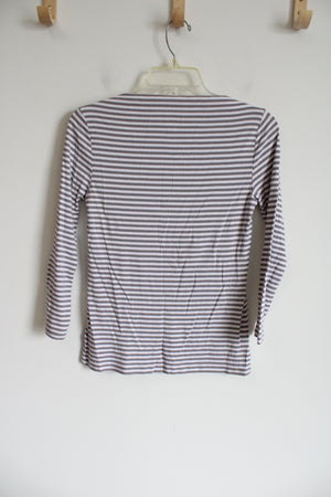 Old Navy Classic Gray White Striped Boatneck Shirt | S