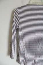 Old Navy Classic Gray White Striped Boatneck Shirt | S