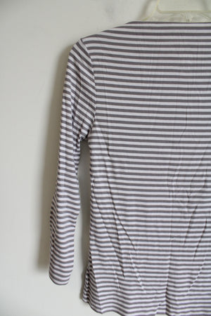 Old Navy Classic Gray White Striped Boatneck Shirt | S