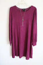 NEW AB Studio Soft Plum Long Sleeved Dress & Silver Necklace | M