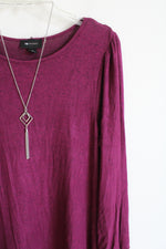 NEW AB Studio Soft Plum Long Sleeved Dress & Silver Necklace | M